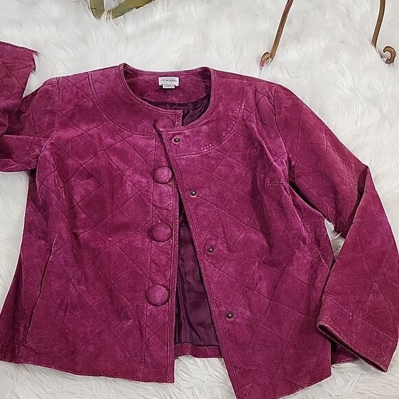 Plum Suede Jacket Chicos Size 1 - Picture 1 of 14